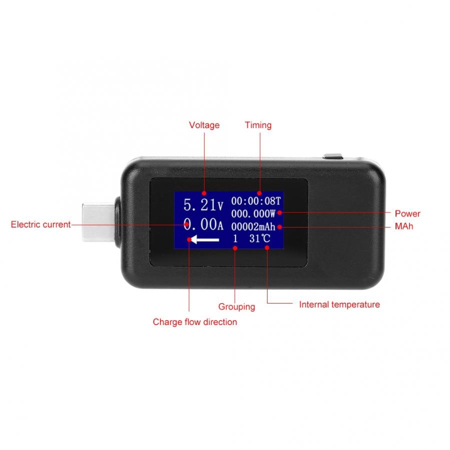 Digitale Voltmeter Type-C Usb Tester Multifunctionele Bidirectionele Stroom Spanning Dc Digitale Voltmeter