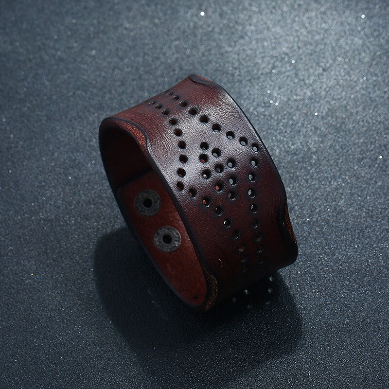 Europe et états-unis rétro large en cuir creux bracelets style bohème hommes bijoux directe d'usine: Default Title