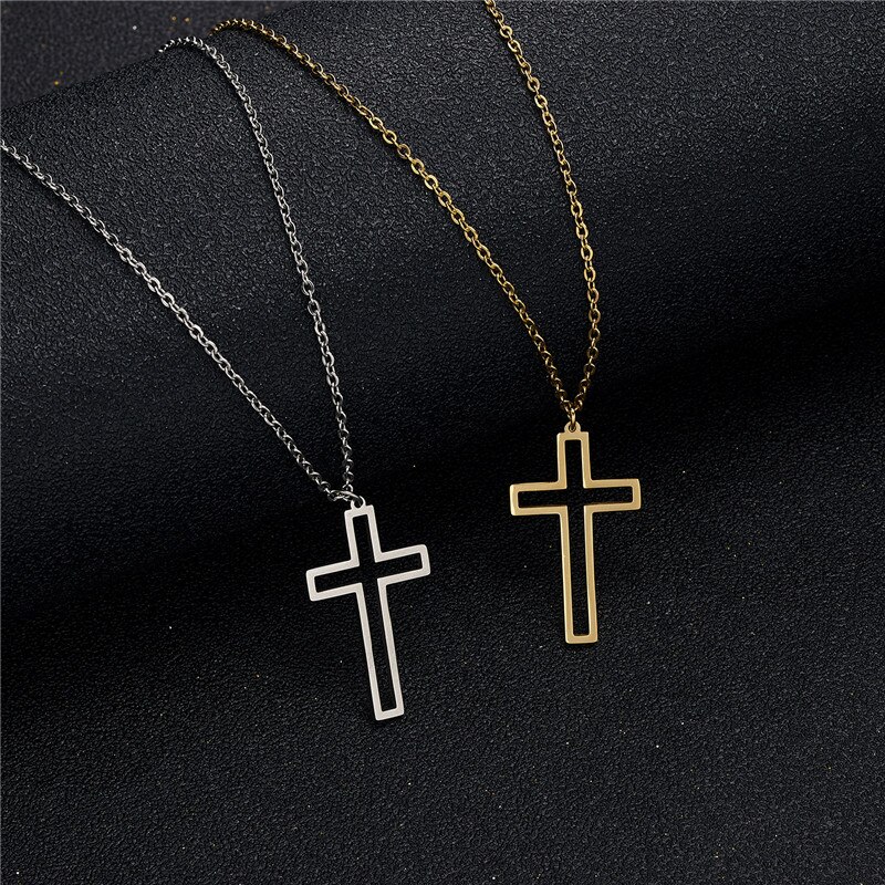 Rinhoo Edelstahl Halskette Für Frauen Männer Lange Kette Kreuz Halskette Kleine Kreuz Religiöse Christian Ornament Schmuck