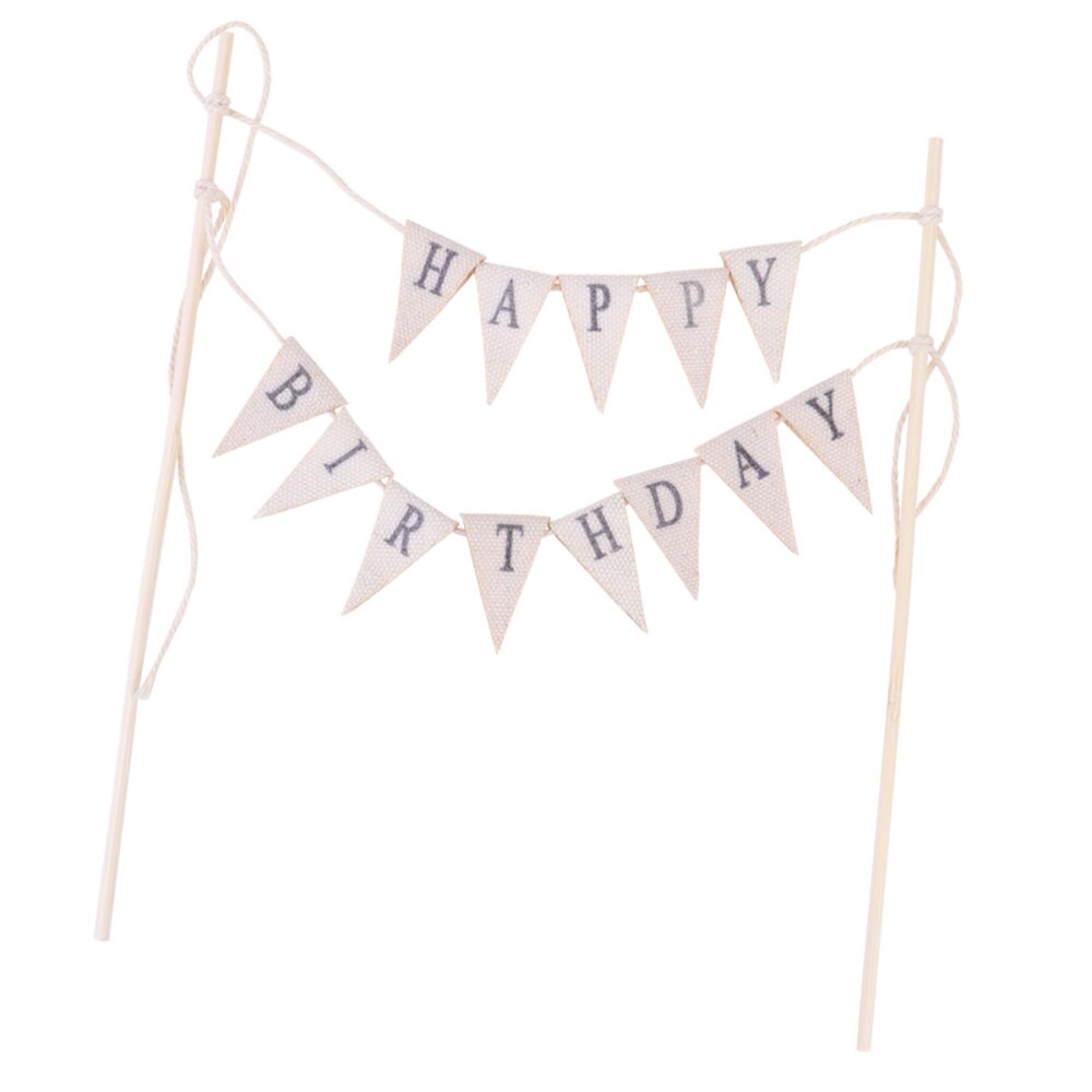 1 Pc Cake Topper Banner Happy Birthday Handmade Pennant Flag Banner Cake Topper Garland for Birthday Wedding Banquet