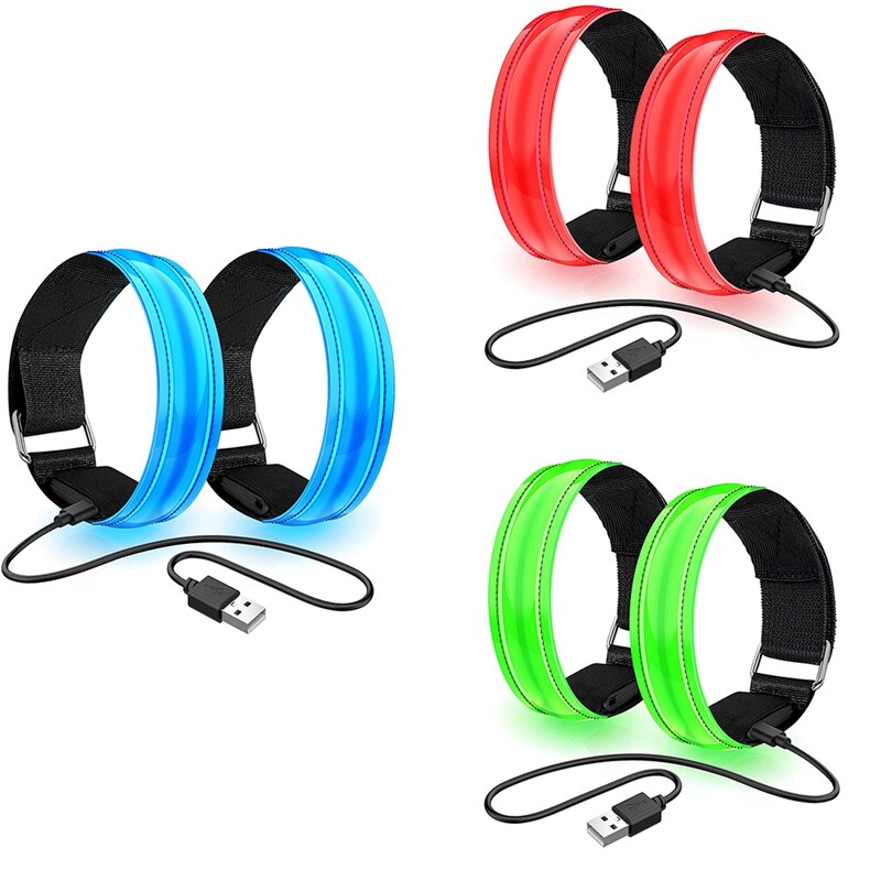 Jabs 2er- pack wiederaufladbare led-armbänder, reflektierende usb-armbänder, laufarmbänder für joggen und sport