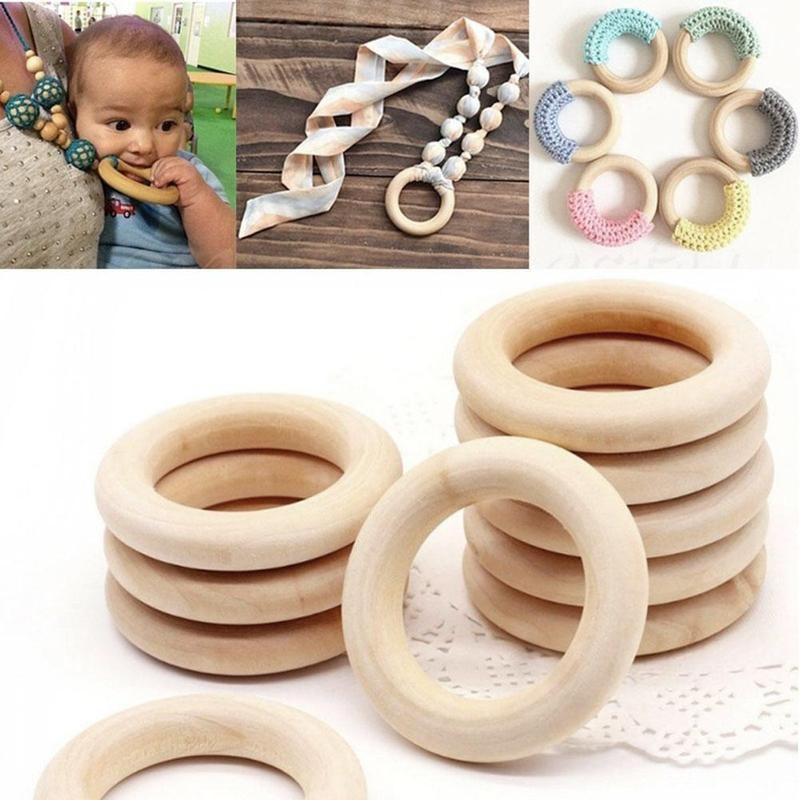 1Pc Kinderen Molaire Speelgoed Houten Ring Diy Accessoires Log Kleur Houten Ring Ringen Houten Ring Kinderen Accessoires 12.5Mm ~ 125Mm