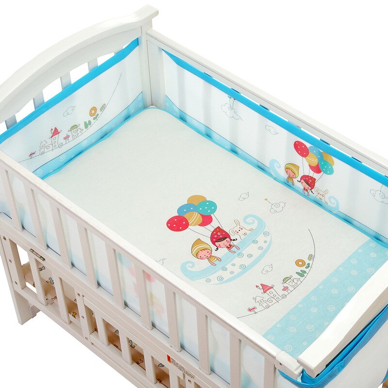 Ademend Mesh Bumper Crib Liner Baby Beddengoed Wasbare Roze, Bruin, Blauw: Girl