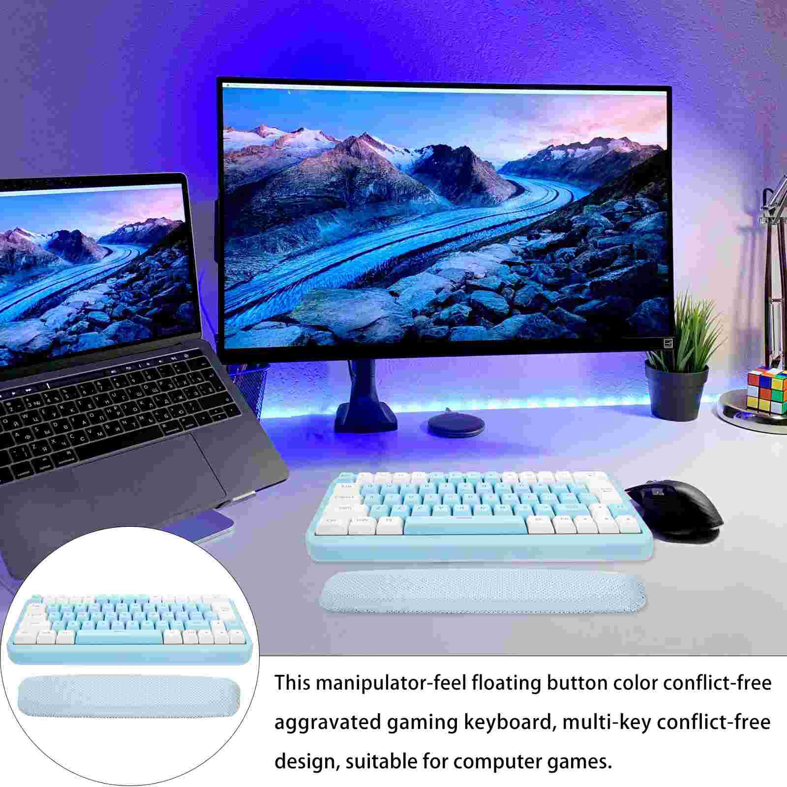 Computer Keyboard 63 Keys Portable Laptop Keyboard RGB LED Electronic Keyboard