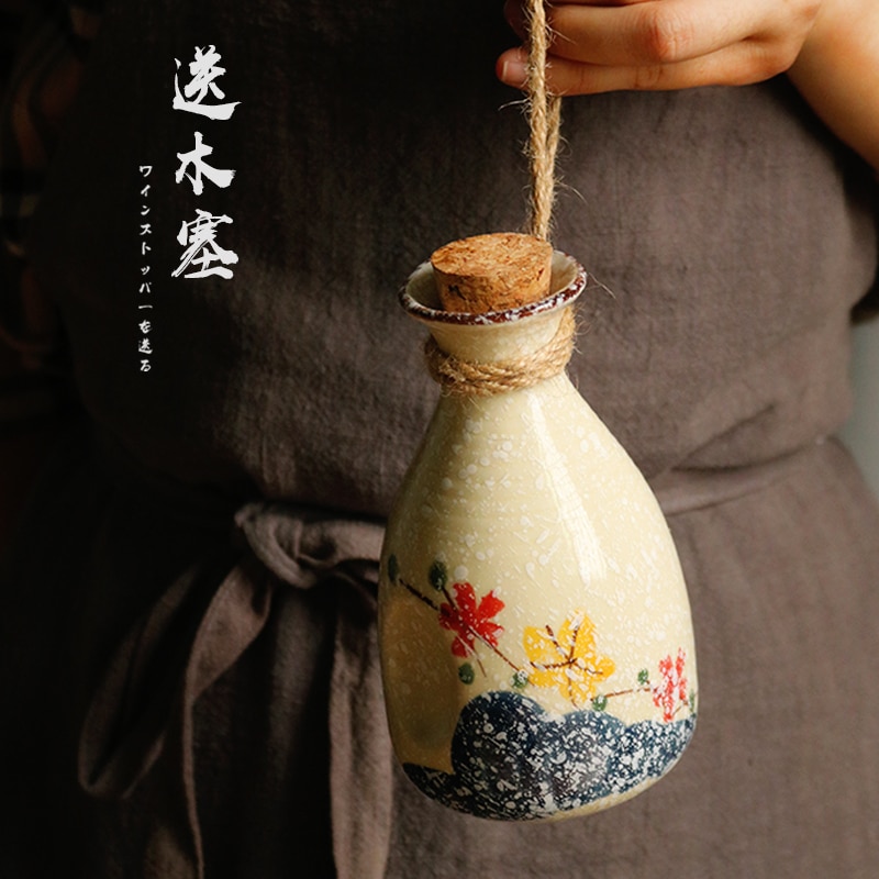 Japansk årgang keramisk sake separator hvit gul vin sprit brennevin gryte flagon husholdning håndlaget vintøy