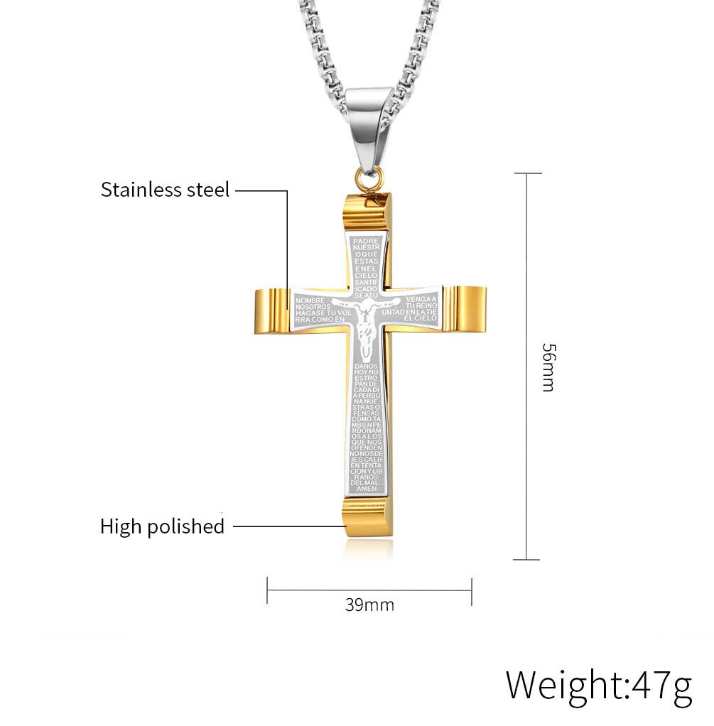 Christian passion bibel jesus halskæder kryds vedhæng rustfrit stål kæde link religiøse mænd far dreng smykker