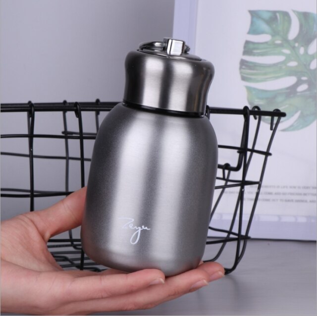 Termo portátil de 300ML con filtro, taza térmica de acero inoxidable, taza de café, botella de agua de viaje,: Gris claro