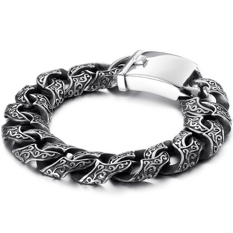 Massive Heavy Stainless Steel Bracelet Male Mens Chain Bracelets Metal Bangles For Men Armband Hand Jewelry For Boyfriend: Style 2 18MM Wide / 20cm