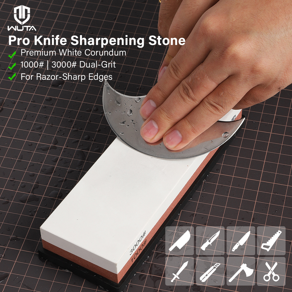 WUTA Knife Sharpener Whetstone Sharpening Stones White Corundum 1000/3000 Grit Water Grinding Stone Leather Tools