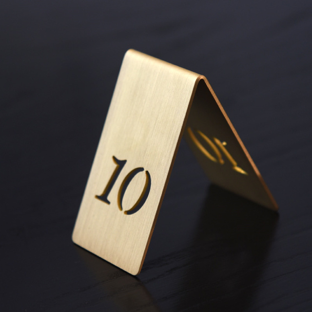2022 Copper Brass Table Numbers Restaurant Bar Table Decor Party Baby Shower Wedding Table Number Seat Card Direction Sign Metal: number 10