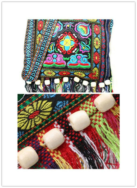 Bolso de hombro Vintage Hmong Tribal étnico tailandés indio Boho bolso de mensaje tapiz bordado hecho a mano de lino