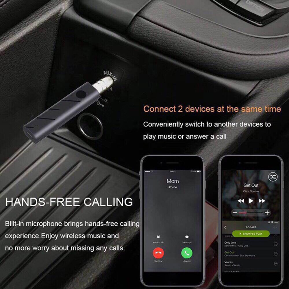 Portable Wireless Car Bluetooth Audio Receiver 3.5mm Bluetooth Transmitter AUX Car Mini Speaker Car Music Adapter