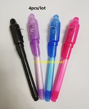 4 teile/los, UV-Licht Stift Unsichtbare Tinte Sicherheit Marker Stift Mit Ultra Violet LED Schwarzlicht: mixed 2