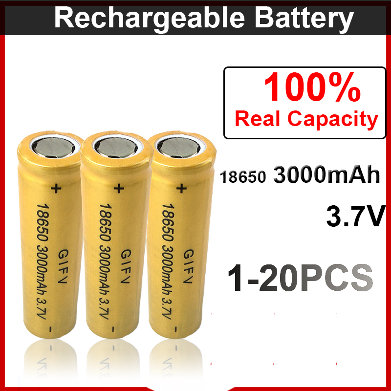 18650 3000mAh Battery 3.7V High Capacity Rechargeable Lithium Battery Cycle Charging Stable Current 18650 Power Batteries