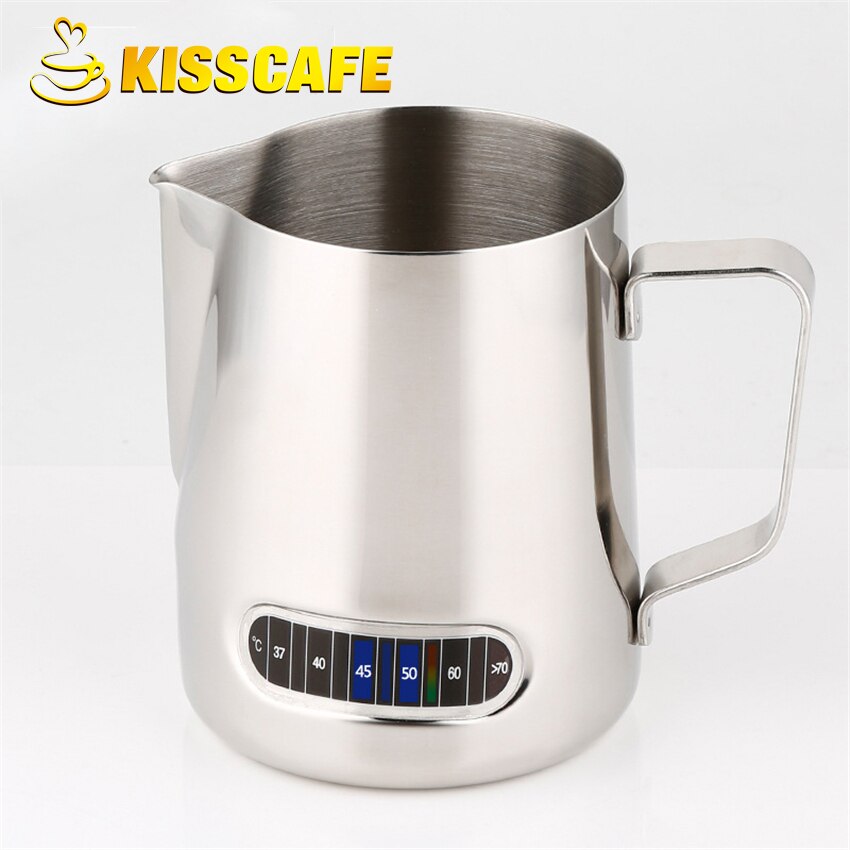 600 ml Coffee Milk Frothing Pitcher With Built-In Thermometer Stainless Steel Espresso Steaming Pitchers with Thermometer