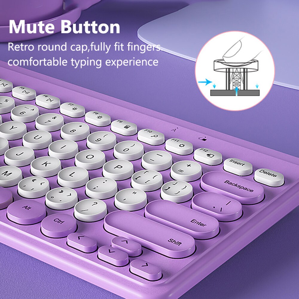 2.4G Wireless Keyboard Mouse Set Mute 1600 DPI Mini Wireless Computer Keyboard Mouse Combos Office Keyboard for Laptop PC Gamer