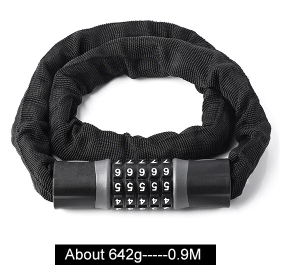 West Fietsen Bike Lock 0.9/1.2/1.45 M Motorfiets Fiets Kabel Lock Anti-Diefstal Met 5 Wachtwoord gecodeerde Gelegeerd Staal Sloten Voor Fietsen: Password 0.9M Black