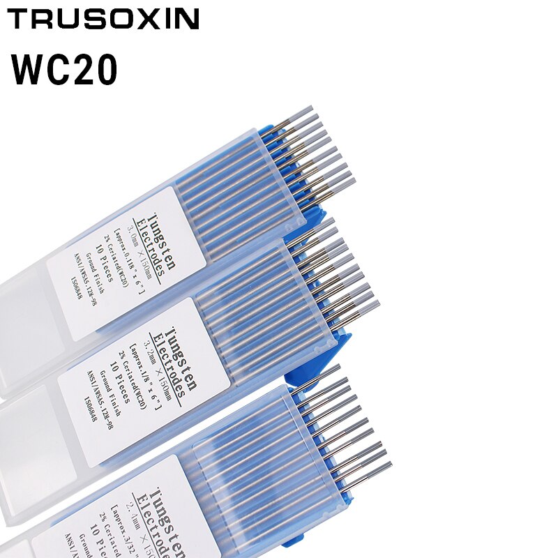 10pcs gray color code 1.6/2.0/2.4/3.0/3.2/4.0*150mm cerium tungsten electrode head tungsten needle/wire for TIG Welding Machine
