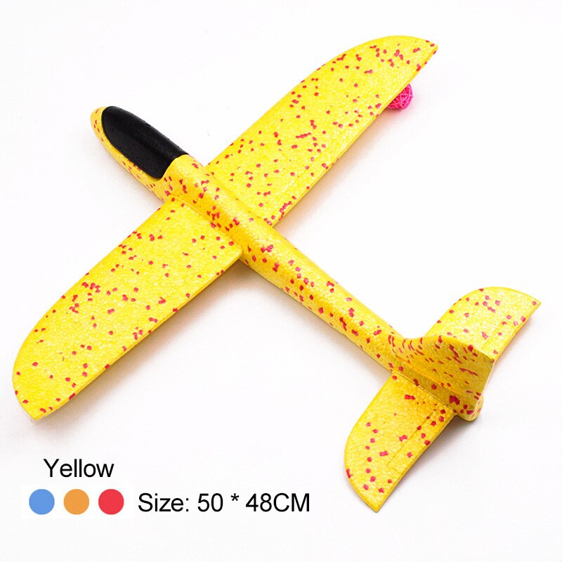 48CM Upgraded EPP Foam Plane Glider Hand Throw Airplane Aircraft Outdoor Launch Toys For Children Parent-child Interactive Toy: 48cm Yellow