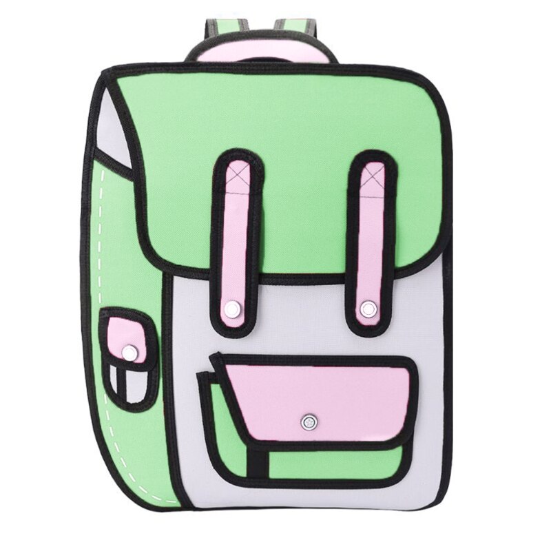 3D Jump Style 2D Drawing From Cartoon Paper Backpack Shoulder Bag Comic Bookbag M68C: GN1
