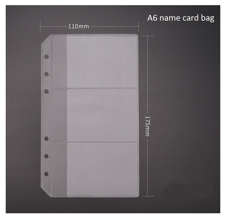 A4 A5 A6 A7 loose leaf notebook pvc collection bag DIY diary accessory, zip bag name card case storage bag pouch: A6 name card bag