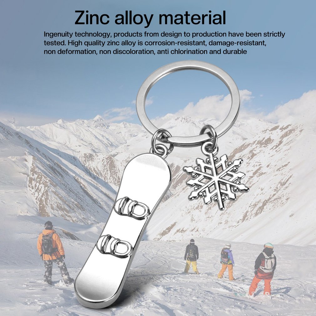 1pc Silber Farbe Schlittschuhe Schneeflocke Anhänger Schlüssel Ring skaten Skifahren Schlüssel Kette Keychain Schmuck Für Winter Souveniors