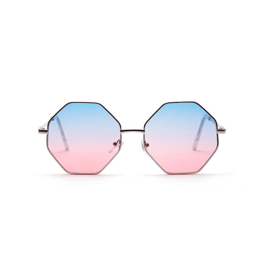 Dame polygon solbriller mærke sekskant solbriller kvinder solbriller blå pink klar linse solbriller kvinde: 3