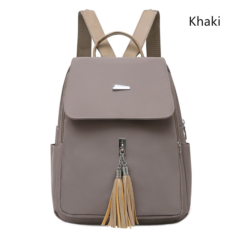 Neue Fransen Damen Rucksack Oxford Wasserdichte Damen Lässig Reise Rucksäcke Damen Schulter Taschen Rucksack: khaki