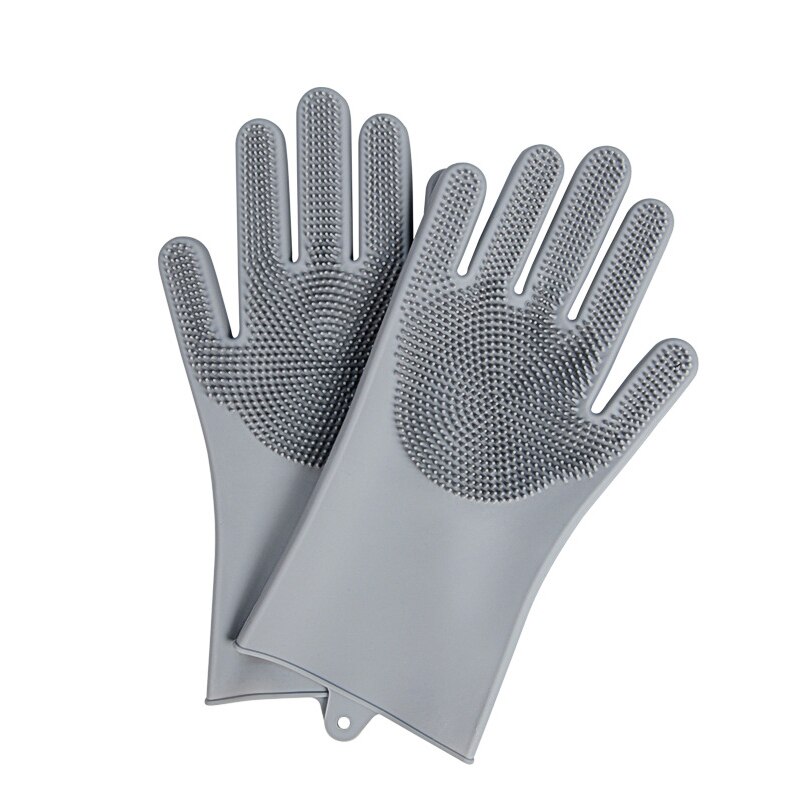 Guante de aseo para mascotas, cepillo de silicona para perros y gatos, guantes para quitar el pelo, limpieza de baño, masaje, cepillo de pelo de silicona para perros: Gray