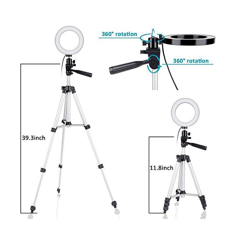 Mobile Phone Tripod, Portable 5.7-Inch Dimmable LED Ring Light Tripod Live Fill Light Mobile Phone Bracket
