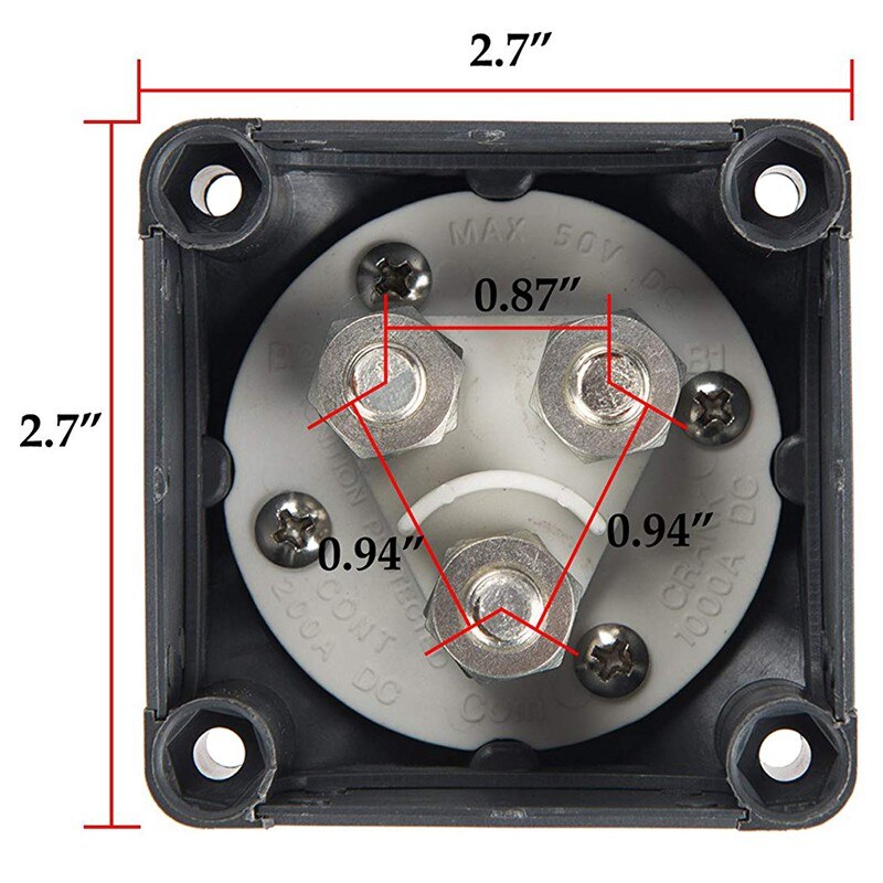 3 Position Disconnect Isolator Master Switch, 12-60V Battery Power Cut Off Kill Switch, Fit for Car/Vehicle/RV/Boat/Marine, 200/
