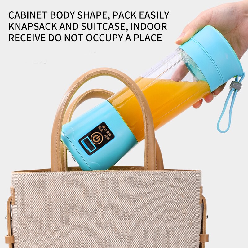 380Ml 6 Blades Mini Draagbare Elektrische Fruit Juicer Usb Oplaadbare Smoothie Maker Blender Machine Sport Fles Sap Cup