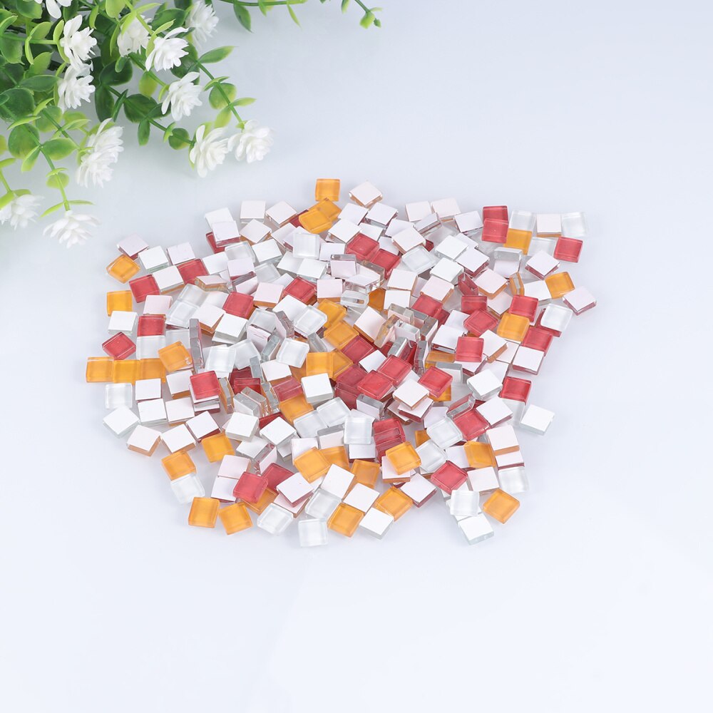 300Stck Bunte Kristall Glas Mosaik Fliesen Kreative Handwerk DIY Dekorative Fliesen Zauberstab Hintergrund Dekoration (Orange)