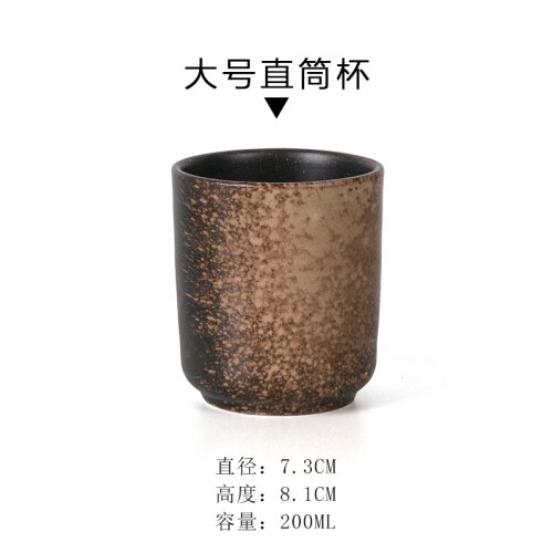 Japanese ceramic teacup water cup retro stoneware coffee cup home teacup commercial cooking tableware: B 200ml