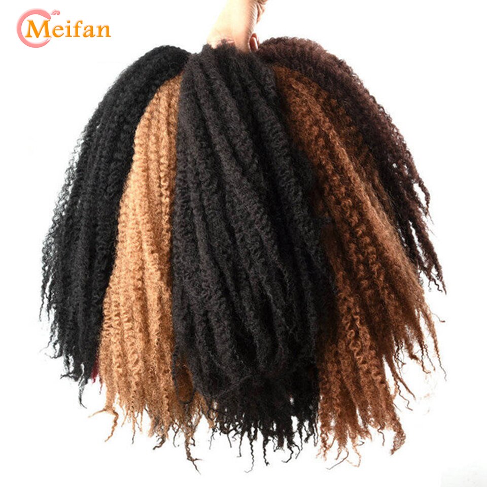 Meifan afro kinky twist hår hæklede fletninger blødt flet hår 18 tommer krøllet hæklet fletning hårtilbehør
