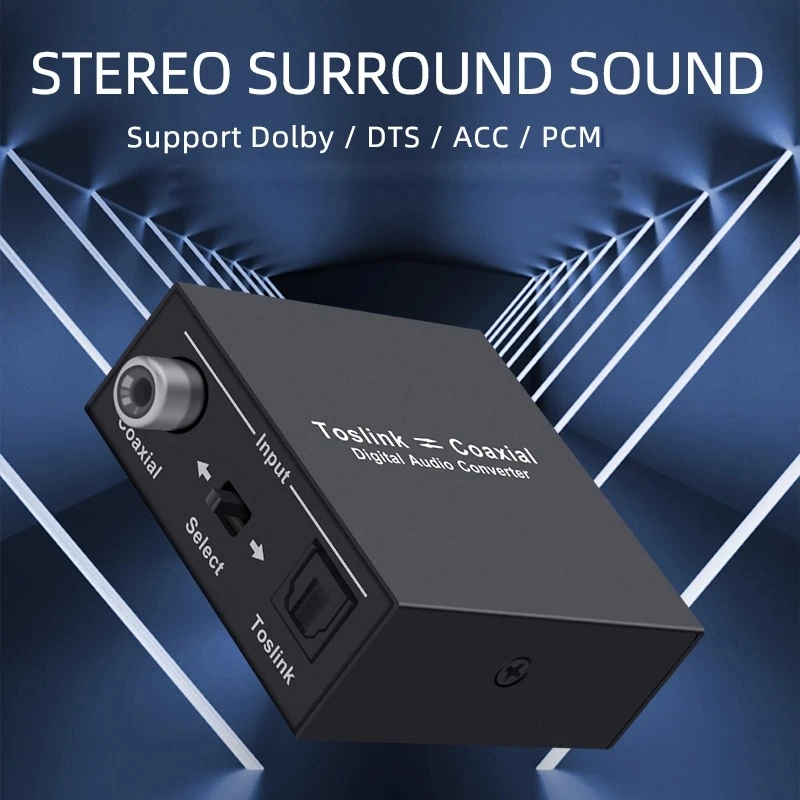 Convertidor de Audio Digital bidireccional óptico a Coaxial SPDIF óptico Toslink a Coaxial y Coaxial a adaptador Swticher óptico