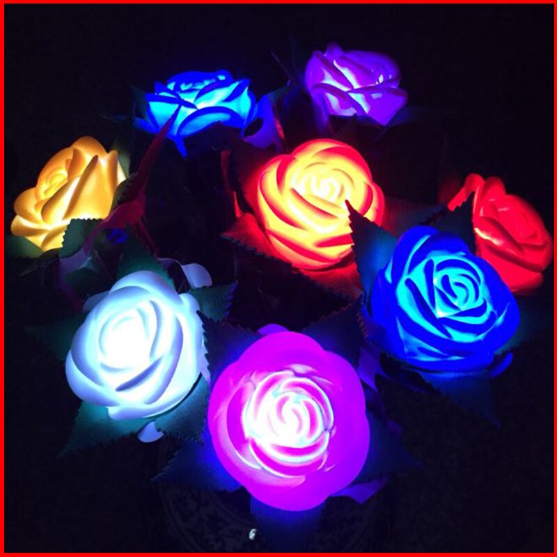 Luminous Toy Glow in the Dark Simulated Rose Nightlight with Branch and Leaves Love Prop Valentine&#39;s Day for Girl Friend