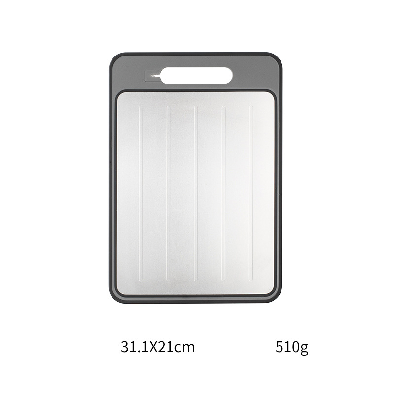 4 in 1 Chopping Board Blocks Double-side Cutting Board With Defrosting Thawing Function Kitchen Grinding With Knife Sharpener: WHITE