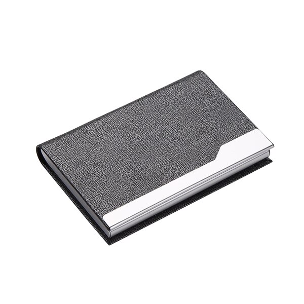 Business Card Holder with Magnetic Buckle Slim Stainless Steel Pocket Business Name Card Carrier Case: Grey