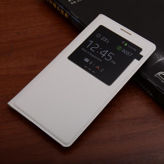Funda inteligente con Chip Original Note 3 para Samsung Galaxy Note 3, cubierta de cuero con tapa, para Samsung Note III N9000 N9005, Atuo de visión de ventana: Note3 White