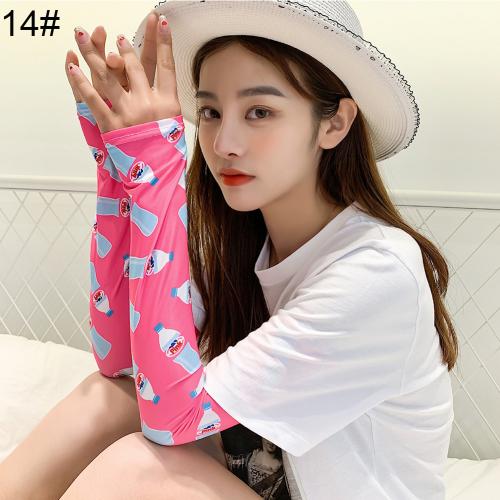 2pcs Summer Arm Sleeves for Women Printed Arm Compression Sleeves Armwarmer Outdoor Sun Block Fingerless Gloves Arm Sleeves: 14