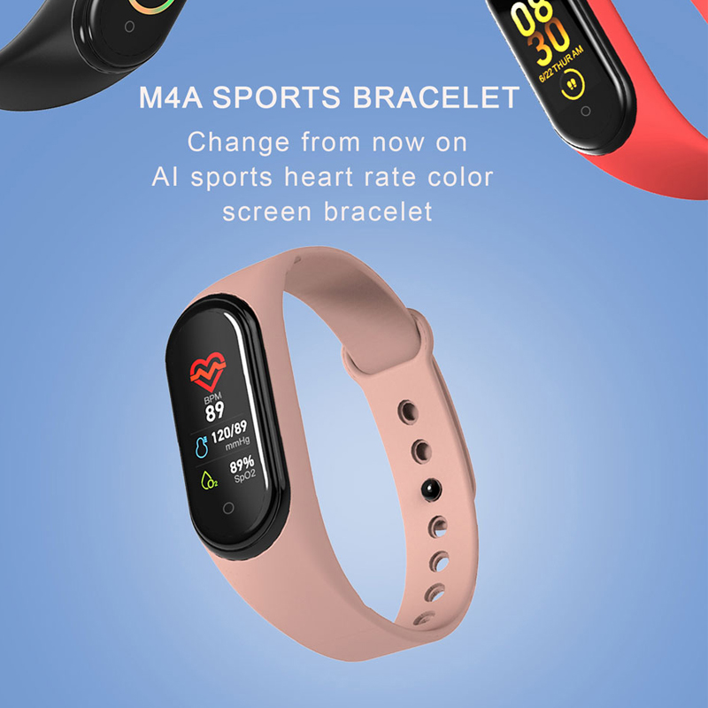 M4 smart ur farve skærm smart armbånd sport fitness armbånd blodtryk ilt aktivitet tracker til mænd kvinder ur