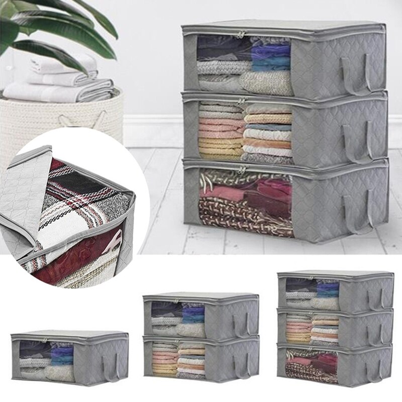 49 × 36 × 21cm ikke-vævede tæpper taske med lynlås resistent fugt quilt arrangør hjem studerende klud foldning stor opbevaring