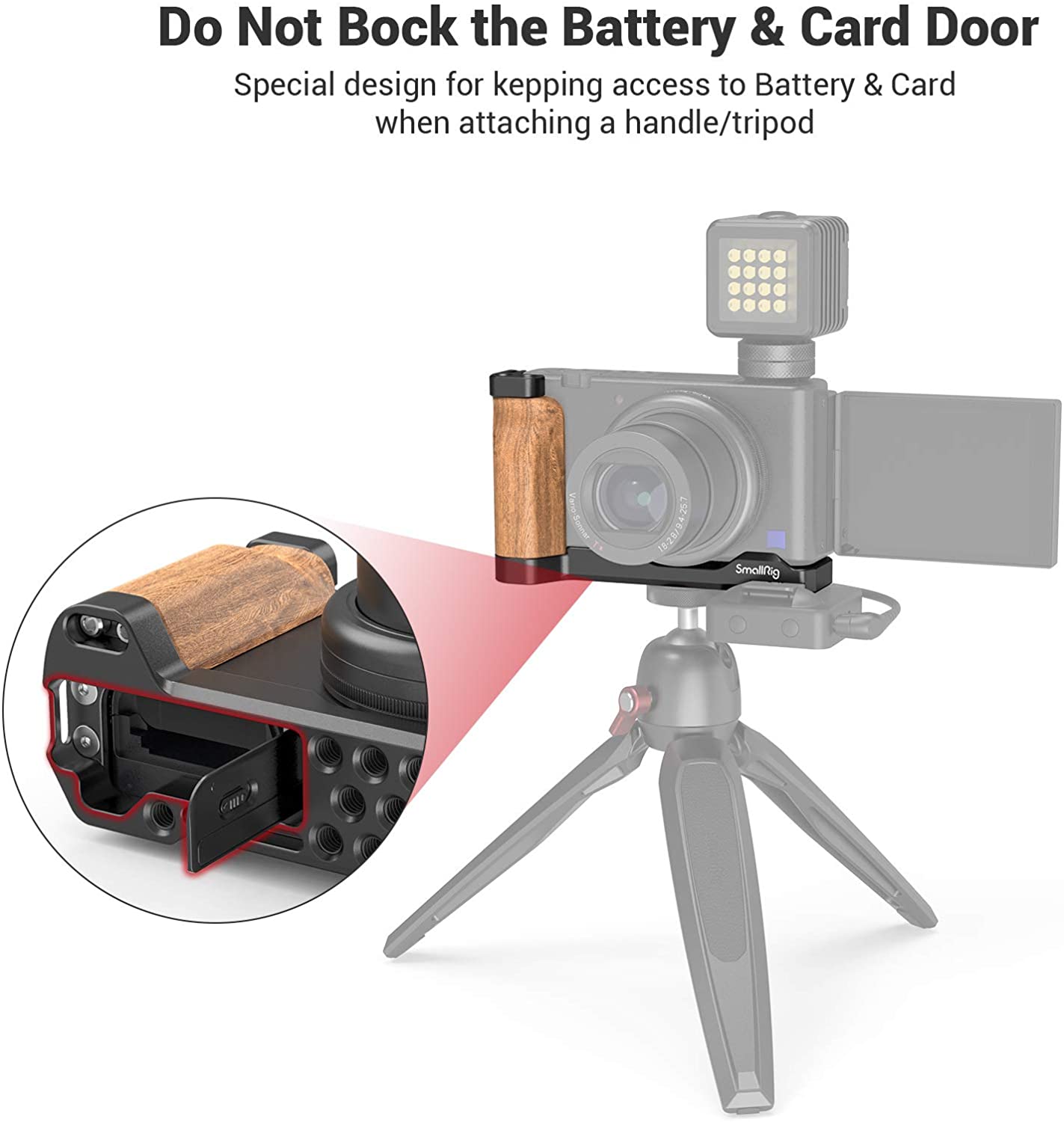 SmallRig ZV1 Camera Vlog Rig L-Shape Wooden Grip with Cold Shoe for Sony ZV1 Camera Vlogging Accessories 2936