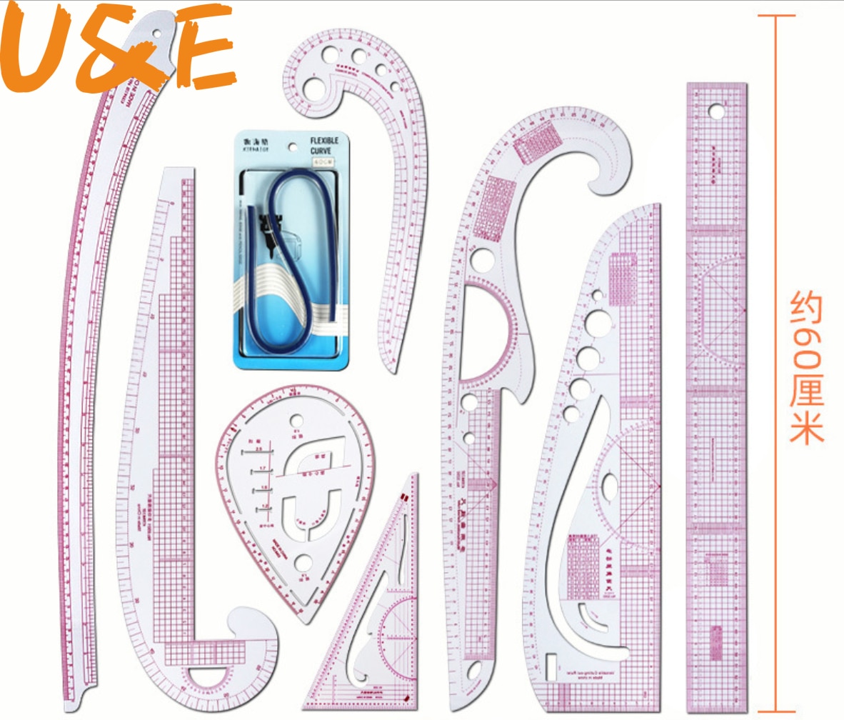 Pattern Tools 9pcs Sewing French Curve Ruler Measure Dressmaking Tailor Drawing Template Craft Tool Set