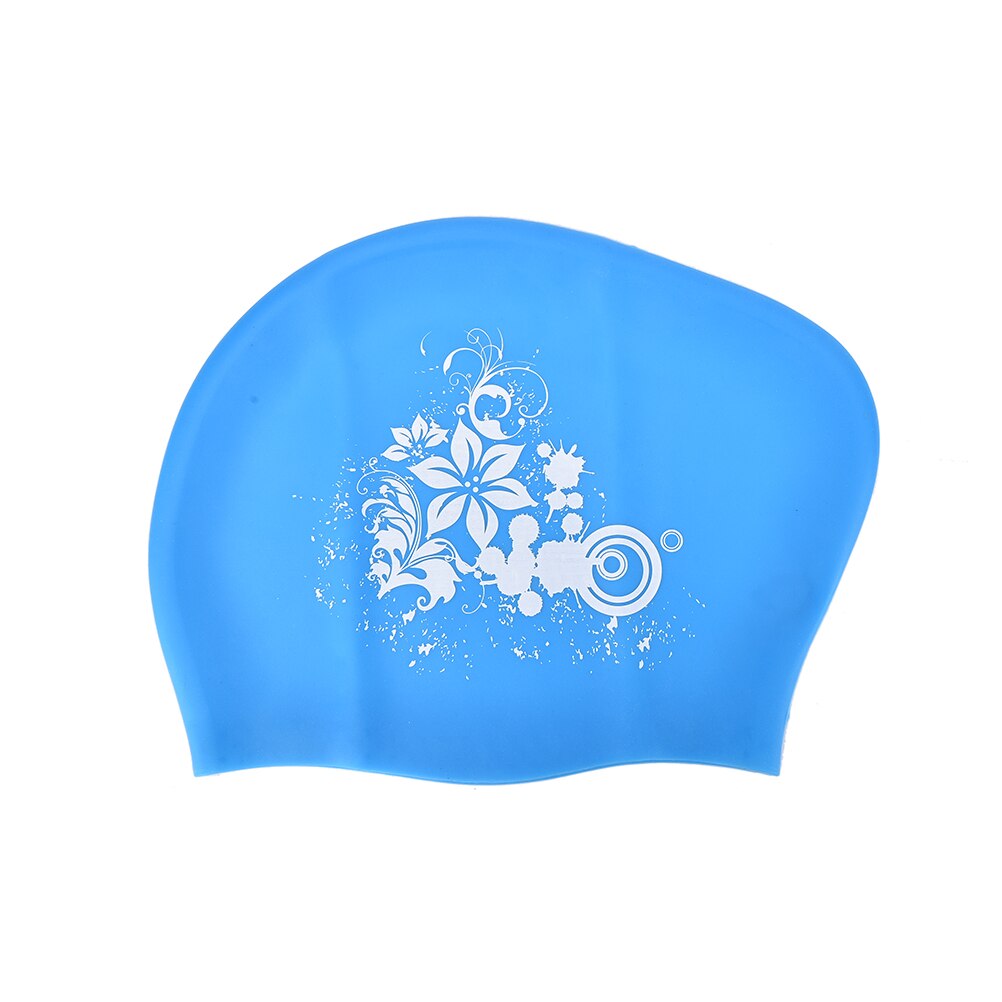 100% Latex Silicone Swimming Cap For Long Hair Women's Waterproof Swim Caps Ladies Diving Hood Hat For Kids Garras Casquette: Sky Blue