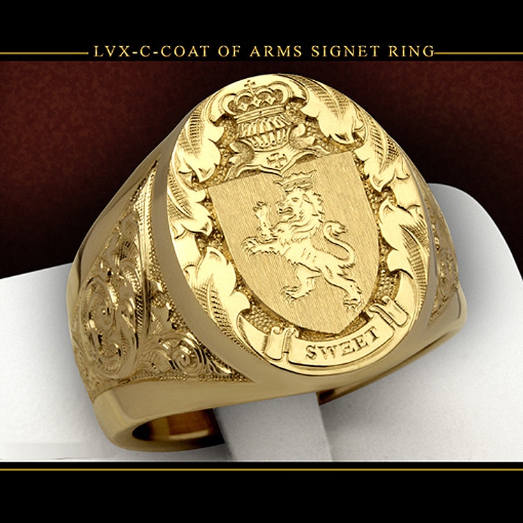 NPKDS Males Luxury 18K Yellow Gold Color Ring Crown Lion Sculpture Coin Finger Ring Punk Biker Rings for Men Rock Jewelry