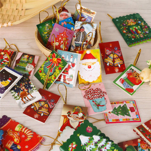 10pcs set Random Hang On Christmas Tree Best Wish Greeting Small Card