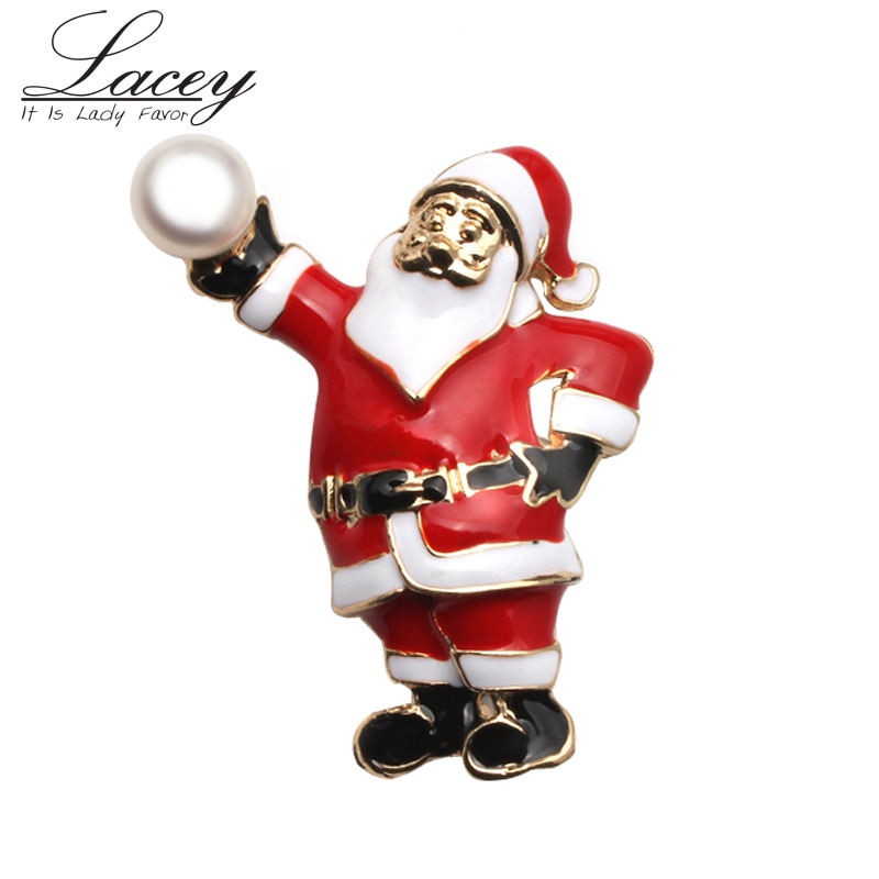 Santa Claus brooch jewelry,natural pearls brooch christmas