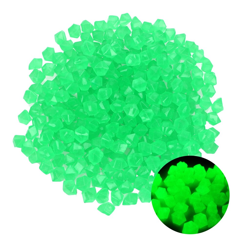 300 unid/pack 14mm resina Artificial adoquines brillantes guijarros grava luminosa piedra jardín decoración: Verde